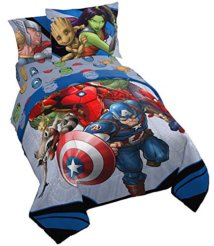Jay Franco Marvel Avengers Fight Club 5 Piece Twin Bed Set - Includes Reversible Comforter & Sheet Set Bedding - Super Soft Fade Resistant Microfiber (Official Marvel Product)