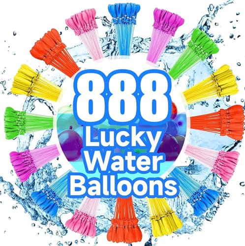 Water Balloons Quick Fill Tropical Party 888 Rapid-Filling Self-Sealing Water Balloons Set - Biodegradable Fun for Kids, Teens, and Adults - Perfect for Summer Splash Parties and Outdoor Fun