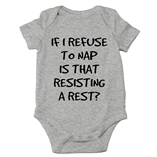CBTwear If I Refuse To Nap Is That Resisting A Rest - Daddy Duty - Funny One-piece Infant Baby Bodysuit (Newborn, Heather Grey)