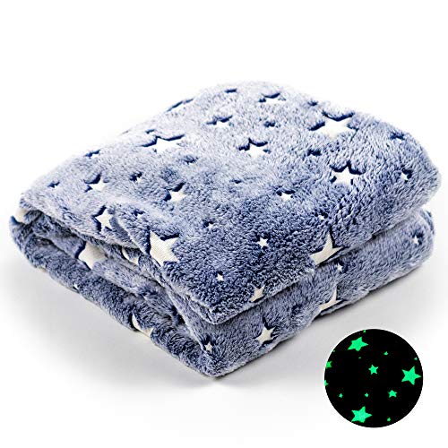 ModernMade Glow in The Dark Blanket | Super Soft Cozy Galaxy Blanket for Kids & Adults | 50' x 60' | Night Sky Blue