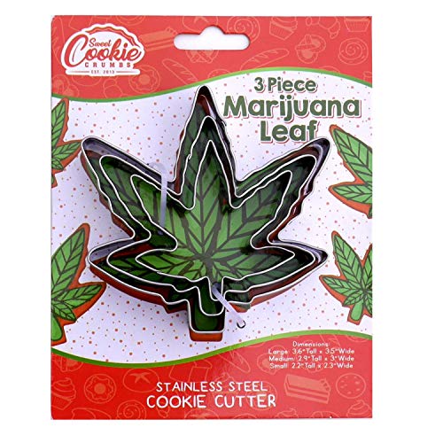Marijuana Cannabis Shaped (Pot Leaf), Cookie Cutter Set, 3 Piece, Premium Food-Grade Stainless Steel, Dishwasher Safe (1 Pack)