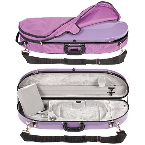 Bobelock 1047FV Purple Fiberglass 4/4 Violin Case with Silver Velvet Interior and Protective Bag