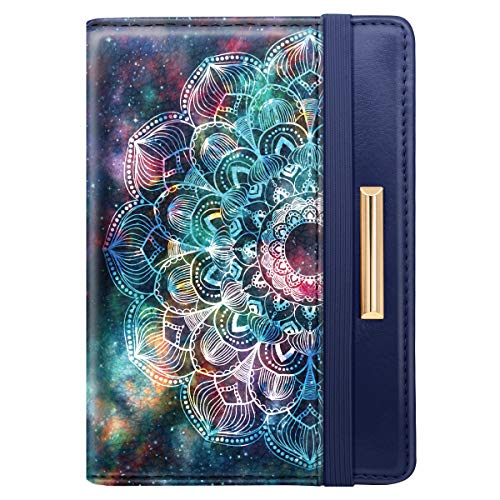 Passport Holder Cover,Traveling Passport Case Cute Navy Blue Passport Wallet for Women,Nebula