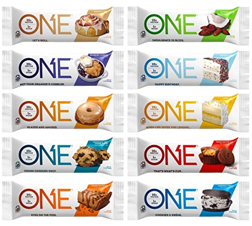 One Protein Bars, Variety Pack Sampler, Gluten Free 20g Protein and Only 1g Sugar, 2.12 oz Bars (10 Pack) (1 Count (10 Pack))