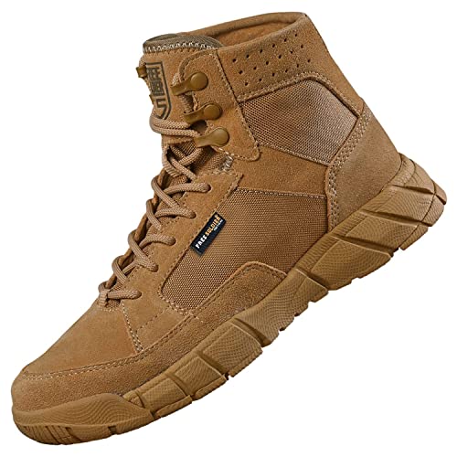 FREE SOLDIER Waterproof Hiking Work Boots Men's Tactical Boots 6 Inches Lightweight Military Boots Breathable Desert Boots(Tan 10.5)