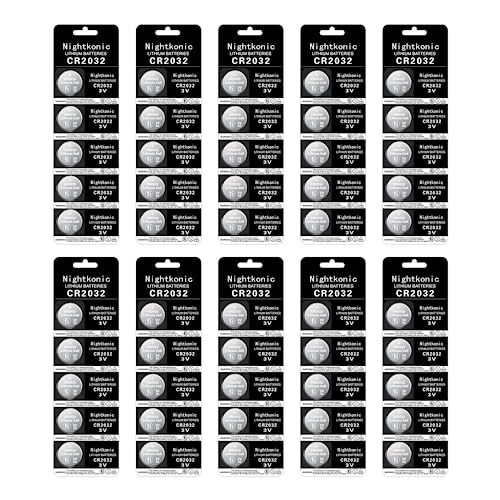 Nightkonic 50 pcs Pack - CR2032 Battery 3v Lithium Button Cell Coin 2032 Battery