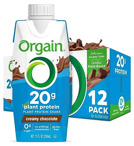 Orgain Vegan Protein Shake, Creamy Chocolate - 20g Plant Based Protein, Meal Replacement with Organic Ingredients, Gluten Free, Dairy Free, Soy Free, 11 Fl Oz (Pack of 12)