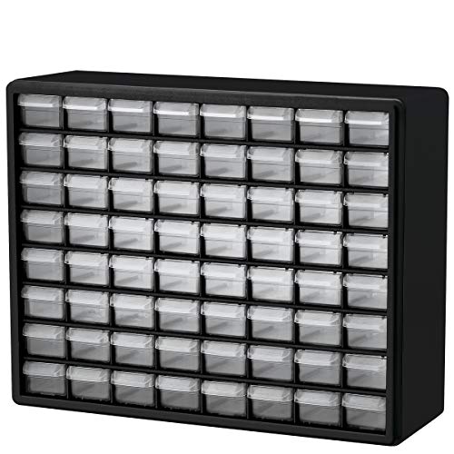 Akro-Mils 10164 64 Drawer Plastic Parts Storage Hardware and Craft Cabinet, 20' x 15.75', Black