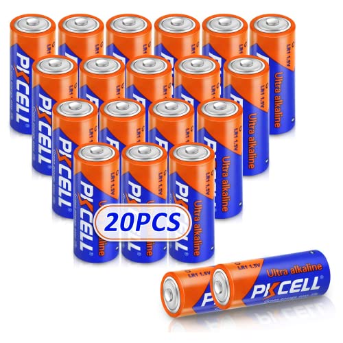 PKCELL 20 Counts 1.5V LR1/MN9100/E90/N Size Alkaline Batteries,Leak-Proof Batteries,High Performance and Powerful Batteries,Suitable for All Kinds of Electronic Equipment