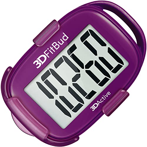 3DFitBud Simple Step Counter Walking 3D Pedometer with Clip and Lanyard, A420S (Plum)