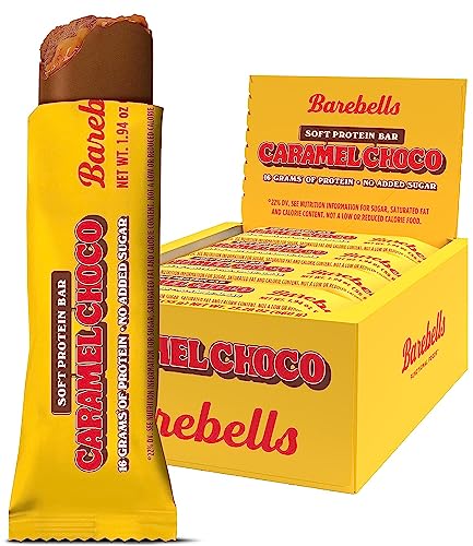 Barebells Soft Protein Bars Caramel Choco - 12 Count, 1.9oz Bars - Protein Snacks with 16g of High Protein - Fluffy Chocolate Protein Bar with 2g of Total Sugars - Soft Protein Snack & Breakfast Bars