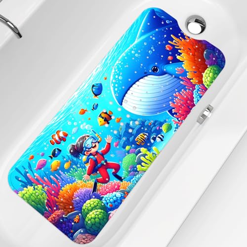 XIYUNTE Baby Bath Mat for Tub for Kids, Extra Long Kids Bath Mat for Tub Non Slip, Soft 40 X 16 Inchs Kids Bathtub Mat Toddler Bath Mat, Kids Shower Mat with Suction Cups, Machine Washable, Shark