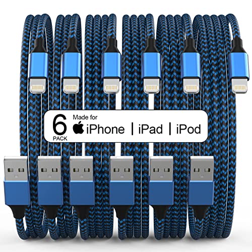 6Pack(3/3/6/6/6/10 FT)[Apple MFi Certified] iPhone Charger Long Lightning Cable Fast Charging High Speed Data Sync USB Cable Compatible iPhone 13/12/11 Pro Max/XS MAX/XR/XS/X/8/7/Plus/6S iPad AirPods