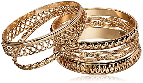 GUESS 'Basic' Gold 7 Piece Mixed Bangle Bracelet