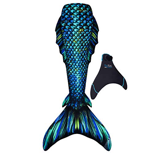 Fin Fun Atlantis with Included Monofin - Swimmable Mermaid Tail w/ 3D Side & Back Fins - Reinforced Water Game for Adults Made w/ Sun Resistant Material - (Sea Dragon, Adult S)