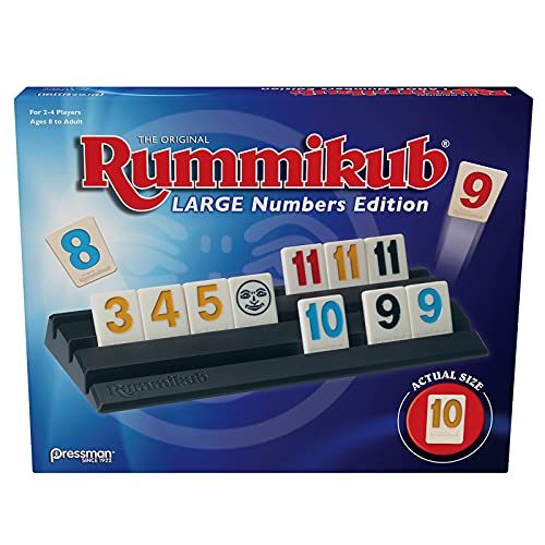 Pressman Rummikub Large Numbers Edition - The Original Rummy Tile Game Blue, 5'