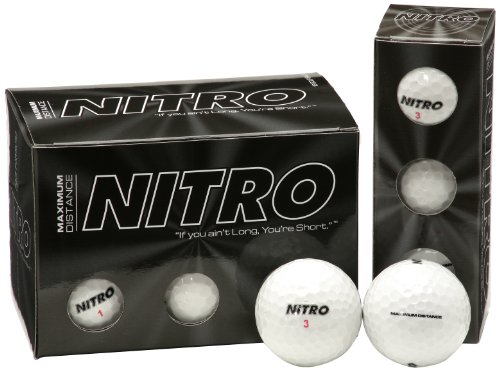 Nitro (12PK) All Levels Maxium Distance Titanium Core 85 Compression High Velocity Spin Control Long Distance Golf Balls USGA Approved-Total of 12-White