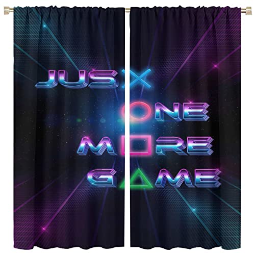 Denruny Gamepad Gaming Curtains,Pink Cyan Gradient Boy Video Games Gamepad Blackout Curtains for Living Room,Window Treatment Thermal Insulated Room Darkening Curtains,2 Panels 84L x 42W