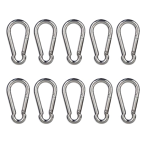 CAIDMOS Carabiner Clips, 10PCS 2.36 Inch Stainless Steel Keychain Carabiner. Small Carabiner Clips, Spring Snap Hook, Locking Climbing Carabiners Clips for Plant Hanging, Outdoor Camping. 270 lbs.