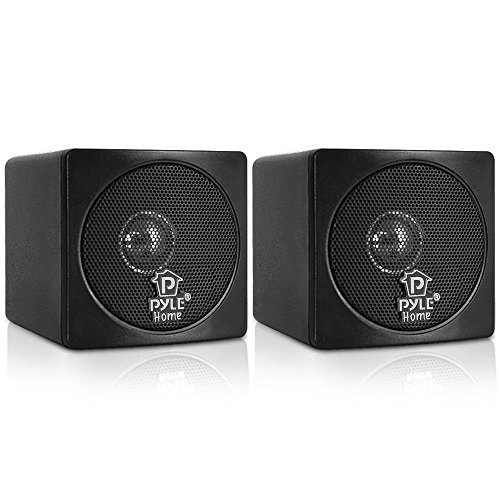 Pyle Home 3' Mini Cube Bookshelf Speakers - 100W Small Bookshelf Speakers w/ 3' Paper Cone Driver, 8 Ohm - Passive Audio Bookshelf Speaker Pair For Home Theater Stereo Surround Sound (Black)