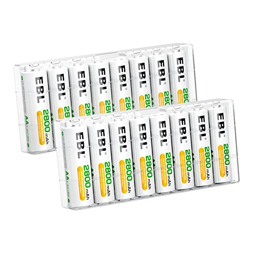 EBL AA Rechargeable Batteries 2800mAh Ready2Charge Quality AA Batteries - 16 Counts