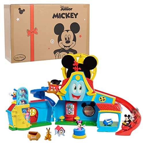 Disney Junior Mickey Mouse Funny the Funhouse 13 Piece Lights and Sounds Playset, Includes 3 Figures, Officially Licensed Kids Toys for Ages 3 Up, Amazon Exclusive