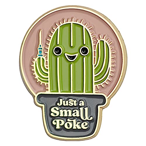 Just A Small Poke Cactus Enamel Badge Reel Pin | Cute Phlebotomy Nurse Doctor Healthcare Medical Gift