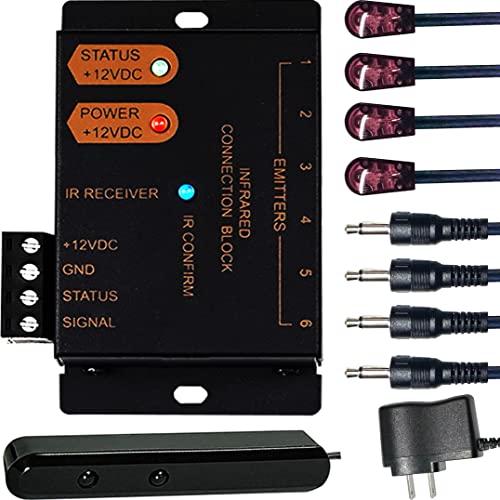 ENSIGEAR IR Repeater Kit, ir Repeater System, IR Remote Control Extender,Control 1 to 18Devices.IR Extender 100 Feet, Dual Sensors Receiver