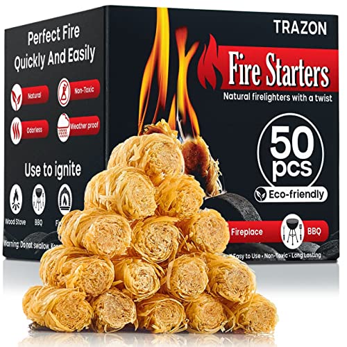 Fire Starters for Indoor Fireplace, Campfires, Wood Stove, Grill, Charcoal Chimney, Fire Pit, BBQ Accessories - Charcoal Starter, Fatwood Fire Starter Sticks - Firestarter