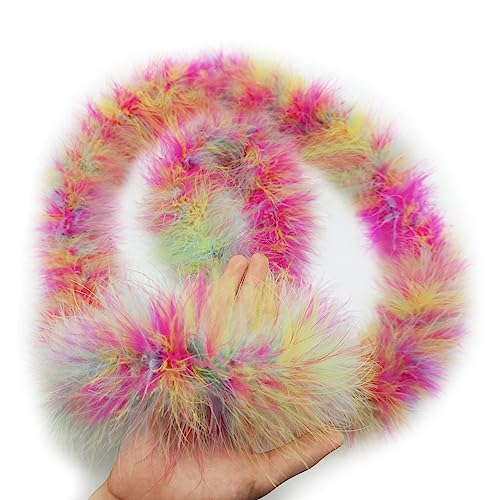2.15Yards 40g Fluffy Marabou Feather Boas for DIY Craft Sewing Dancing Crafts Party Dress Christmas Tree Halloween Costume Decoration(Rainbow)
