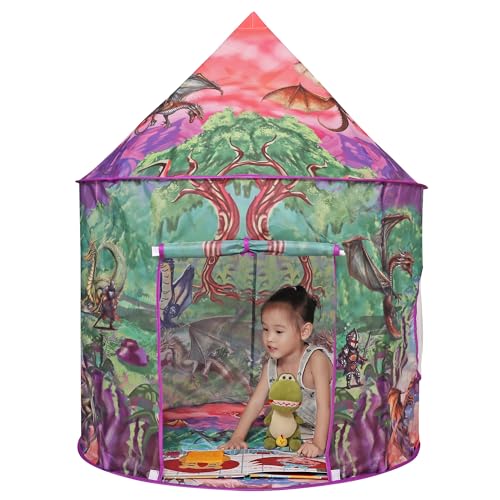 LimitlessFunN Knights & Dragons Castle Play Tent for Kids Bonus Star Lights & Carrying Case, Children Playhouse for Boys & Girls, Indoor & Outdoor Use