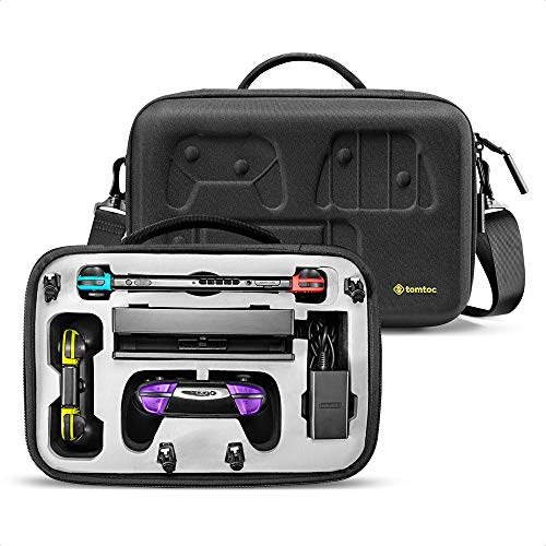 tomtoc Storage Case for Nintendo Switch OLED Model, Carrying Case Fit Pro Controller and 36 Games, Hard Shell Protective Case Fit Complete Set of Accessories for Travel and Party, Black