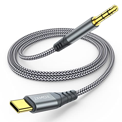JXMOX USB C to 3.5mm Audio Aux Jack Cable (4ft), Type C to 3.5mm Headphone Car Stereo Cord Compatible with iPhone 15 Pro Max 15 Plus, Samsung Galaxy S24 S23 S22 S21 Note 20, Pixel 4 5 XL, iPad Pro