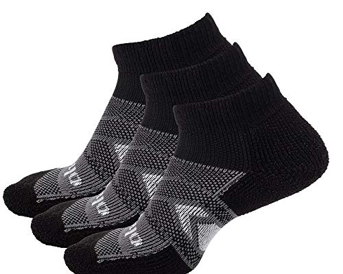 Thorlos Unisex-Adult's WCMU Work Maximum Cushion Ankle Sock, Black/Grey 3 Pack(Ankle), Large