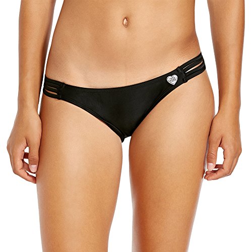 Body Glove Women's Standard Smoothies Flirty Surf Rider Solid Bikini Bottom Swimsuit, Black, Medium