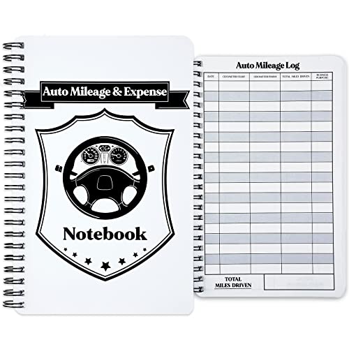 Spakon 2 Pcs Auto Mileage Log Book for Car Vehicle Mileage Log Tracker Business Notebook Expense Journal Record Books Small Business Bookkeeping 60 Pages 5 x 7.87 Inch for Driving