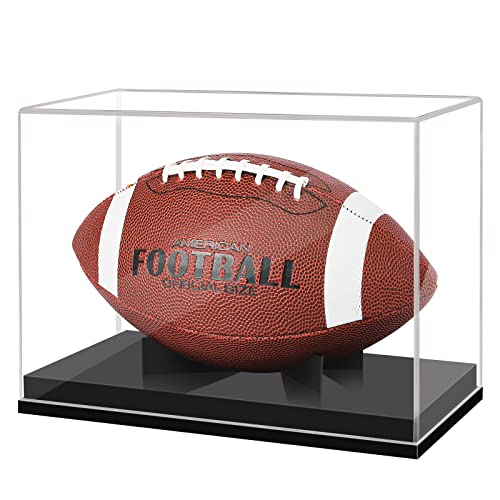 Football Display Case Full Size, TiopLior Football Case Display Case Clear with Removable Football Stand No Assembly Required Acrylic Display Case for Football