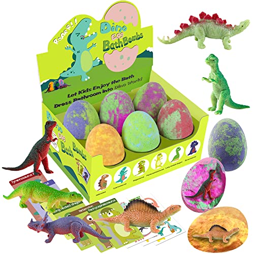 Bath Bombs for Kids with Surprise Toys Inside - XXL Dinosaur Toys Bath Bomb Gift, Gentle and Kids Safe Spa Bath Fizz Balls Kit,Dinosaur Toys for Kids 3 4 5 6 7 8 9 Year, Easter Bath Bombs