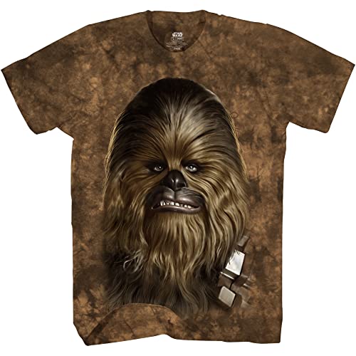 STAR WARS Chewbacca Tie Dye Tshirt for Men Adult Graphic Tee T-Shirt Men's Merch Merchandise Classic Vintage Stuff Teen Wookie Chewie (Brown Crystal Wash, Medium)