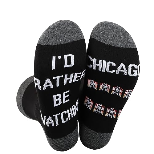 BWWKTOP Chicago Musical Socks Chicago Musical Gifts I'd Rather Be Watching Chicago Musical Theater Socks (Watching Chicago)