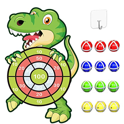 Dinosaur Toys for Kids 3-5: 30' Large Dart Board with 12 Sticky Balls, Fun Party Games Boys Toys Age 3-8, Easter Basket Stuffers Christmas Birthday Gifts for 4-12 Year Old Boys,Toddler Outdoor Toys