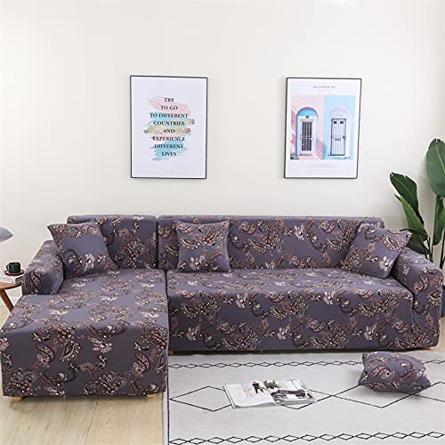 WanJing Sectional Sofa Covers L Shape Couch Cover Sofa Slipcover, 2 Pieces Stretch Durable Sofa Furniture Protector L-Shaped Corner Couch Slipcovers,M+L-F