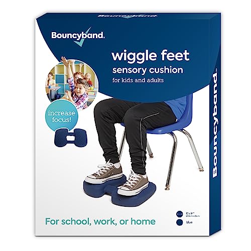 Bouncyband Wiggle Feet, Dark Blue – Sensory Foot Cushion Quietly Facilitates Movement to Help Improve Concentration - 12” x 9” x 2.5” Sensory Tool, Ideal for The Classroom, Work, or at Home