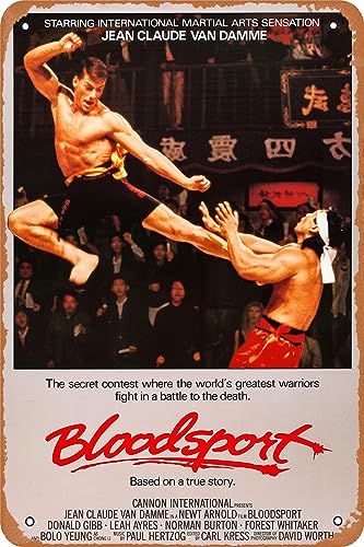 Vintage Tin Sign Retro Metal Sign Bloodsport (1988) Movie Poster for Cafe Bar Office Home Wall Decor Gift 12 X 8 inch