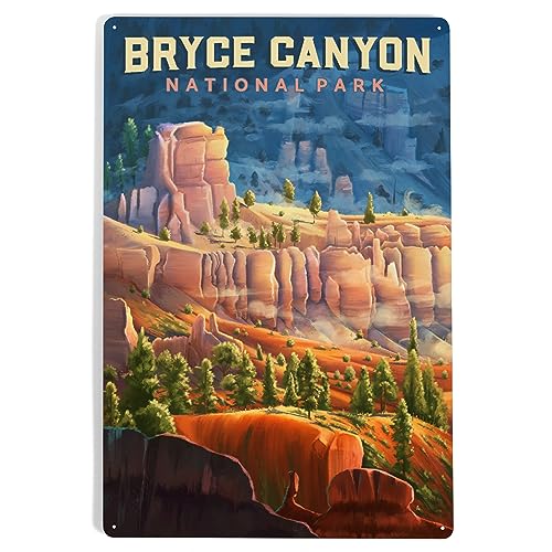 Lantern Press 12x18 Inch Metal Sign, Bryce Canyon National Park, Utah, Oil Painting