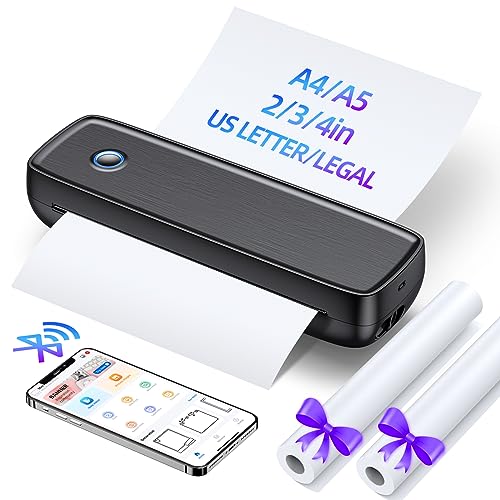 Aixiqee Portable-Wireless-Printer, Thermal-Bluetooth-Printer for Travel, Impact POS Printer Support 8.5' X 11' US Letter&Legal, A4&A5 Thermal Paper, Compatible with Android and iOS Phone&Laptop