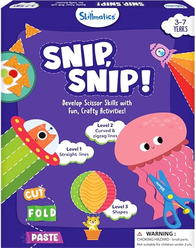 Skillmatics Art & Craft Activity Kit - Snip, Snip, Practice Scissor Skills, Craft Kits & Supplies, Gifts for Toddlers, Girls & Boys Ages 3, 4, 5, 6, 7, Travel Toys