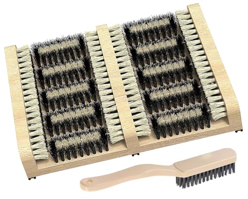 LABOFiC Boot Scrubber, Extra Wide Boot Scraper Brush 14.2 x 10.2in- Outdoor Shoe Scraper Cleaner Brush with Long Handle Shoe Brush, Removes Snow, Sand and Mud