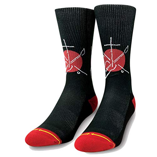 MERGE4 Christian Hosoi Sacred Medium Crew Socks for Men and Women Black Red Sun Skate