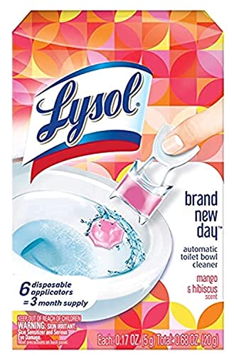 Lysol Click Gel Automatic Toilet Bowl Cleaner, Gel Toilet Bowl Cleaner, For Cleaning and Refreshing, Mango & Hibiscus, 6 Count (Pack of 1)